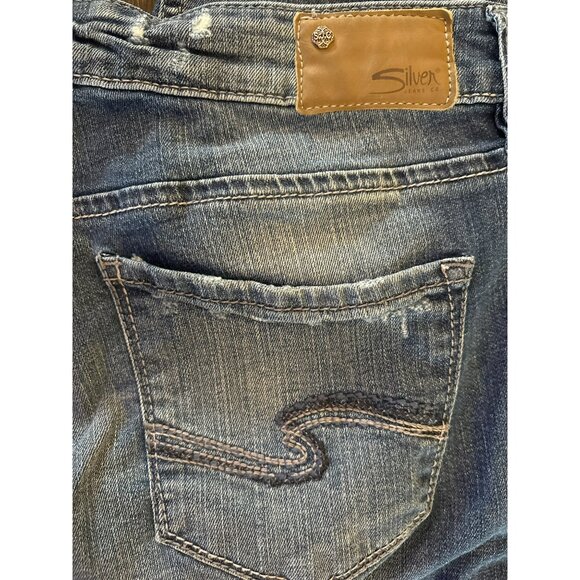 Silver Jeans Super Stretch Boyfriend Distressed Mid-Rise Cropped Jeans W29/L25 - Picture 6 of 11